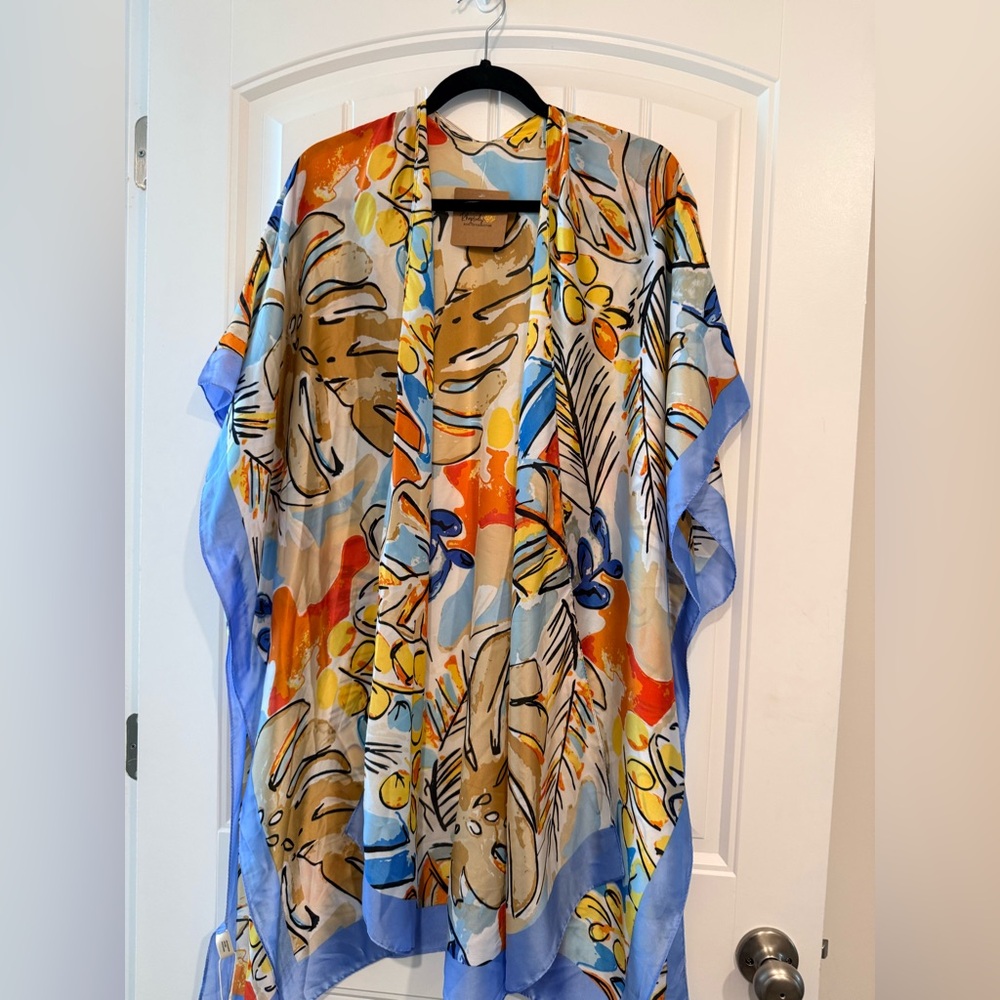 Colorful Floral Kimono One Size Swim Cover Up Cruise Summer